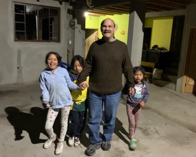 The kids walk Achi Taita back to our casita at the end of the evening