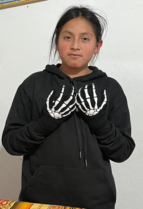 Yupanki modeling his new gloves