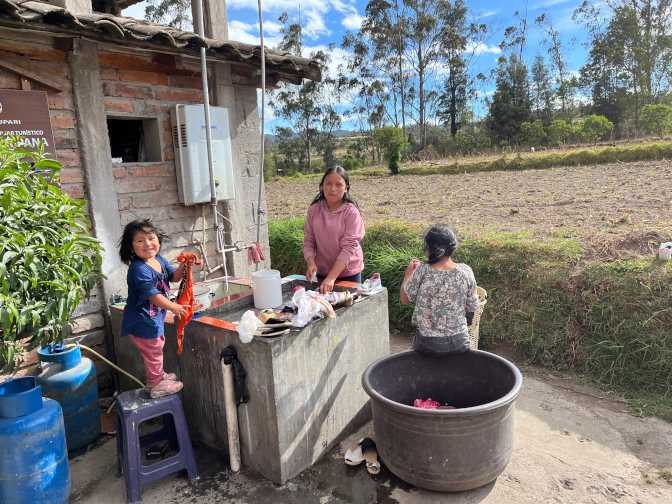 The girls doing laundry