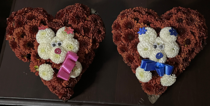 Floral arrangements given to us by the kids