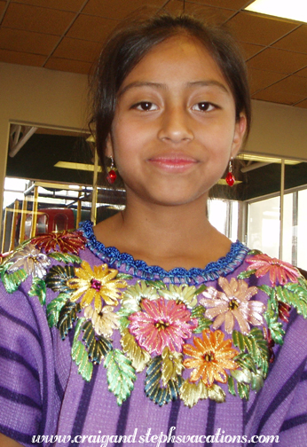 Rocio in a beautiful huipil blouse