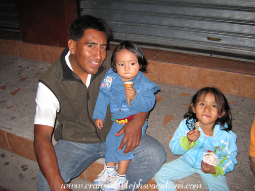 Humberto, Eddy, and Aracely enjoying ice cream