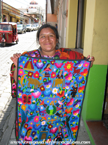 Rosa with the textile she sold us