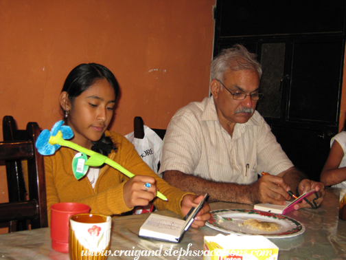 Vanesa and Mukul drawing pictures