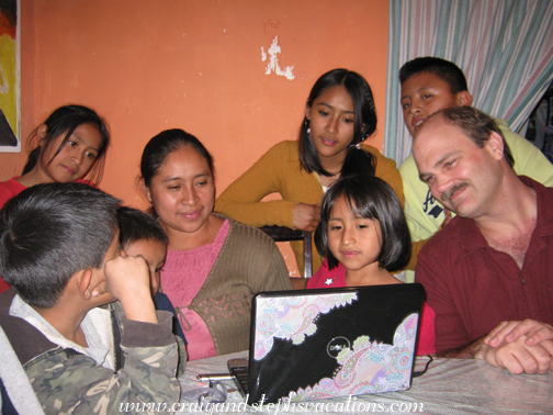 Huddled around the computer