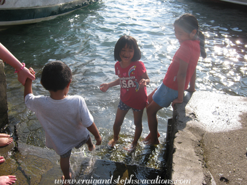 Eddy, Aracely, and Yoselin at Lake Atitlan