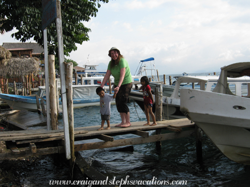 Eddy, Steph, and Aracely on the swaying dock