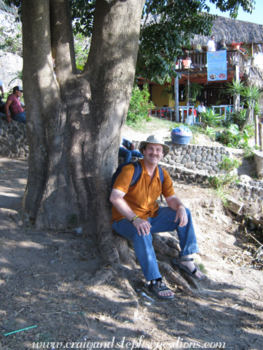 Craig sits in the shade at the lake