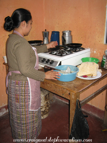 Paulina makes pancakes for breakfast