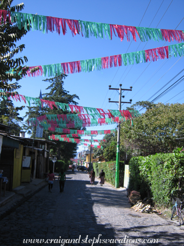 The streets decorated for the holiday