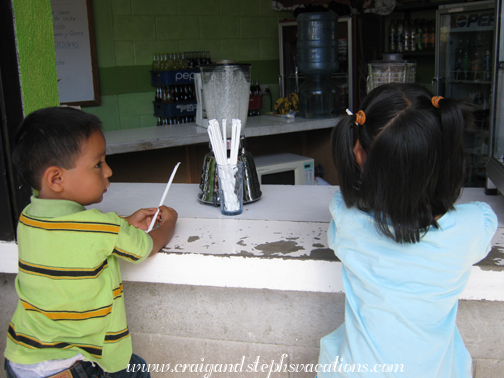 Eddy and Aracely at the milkshake counter