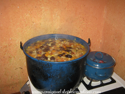 Ponche simmering on the cooktop