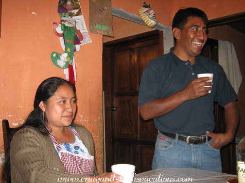 Paulina and Humberto enjoy some locally-produced cordial