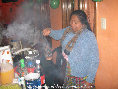 Blessing the food with incense