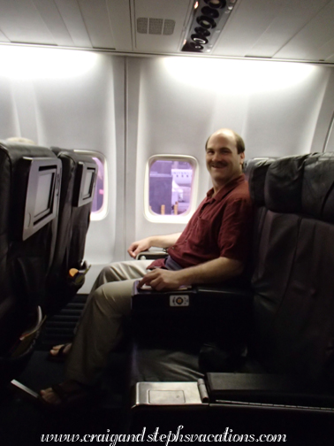 Craig enjoying our free upgrade to first class