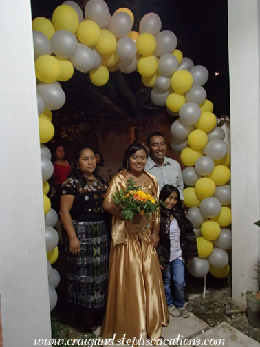 Paulina, Paola, Humberto, and Aracely arrive at the party