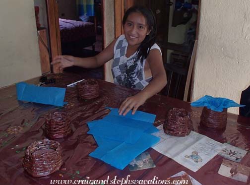 Yasmin constructs her party centerpieces