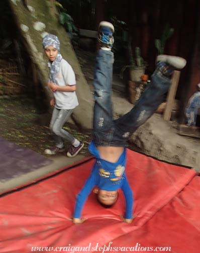 Eddy tries a handstand at circus school