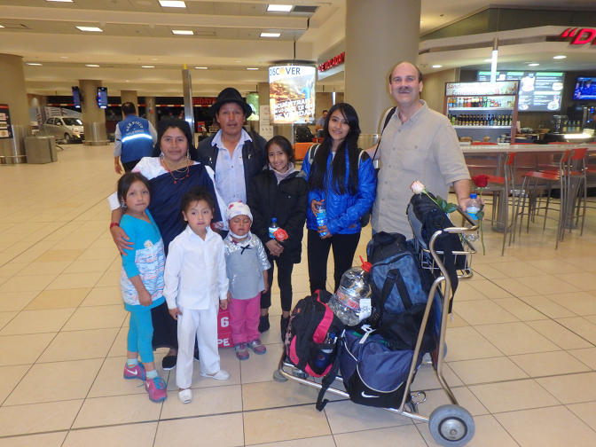 Meeting the family at the Mariscal Sucre airport in Quito