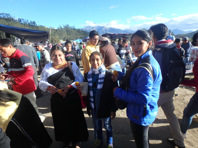 Rosa, Aracely, and Vanesa at the Otavalo Animal Market