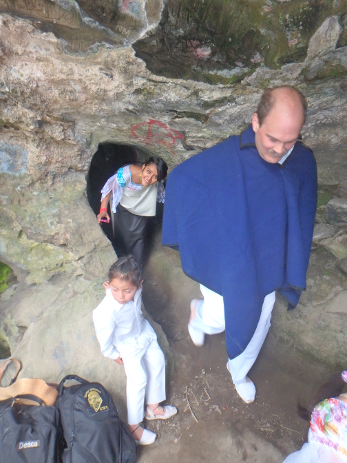 Emerging from the cave tunnels at Peguche