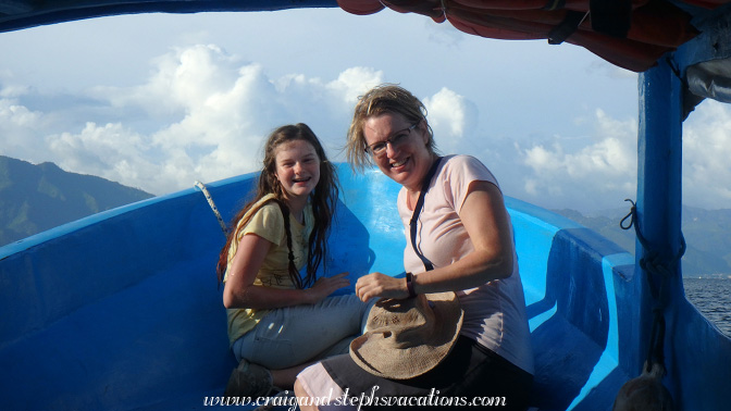 Meghan and Jenn enjoy the lancha ride back to Panajachel