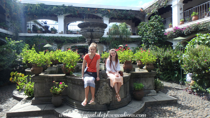 Julia and Meghan, Hotel Santo Tomas courtyard