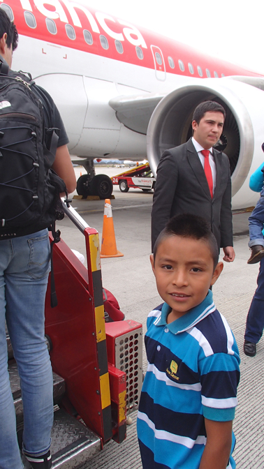 Eddy boarding the plane in Bogota