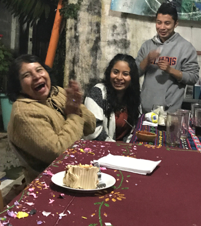 Cristian with his mom Juana and sister Leydi