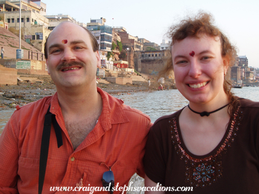 Craig and Steph boating on the Ganges