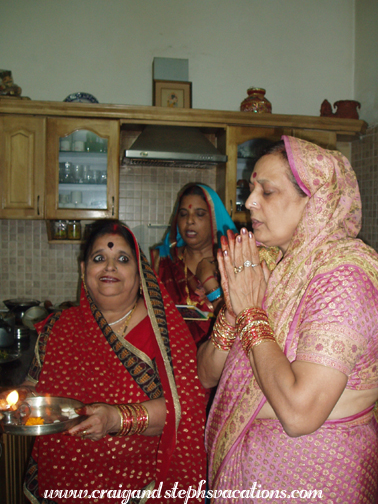 The women of the family perform a Karva Chauth puja