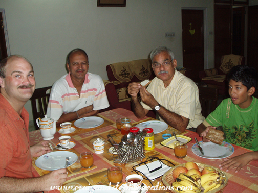 Craig, Hemant, Mukul, and Abhinav at breakfast