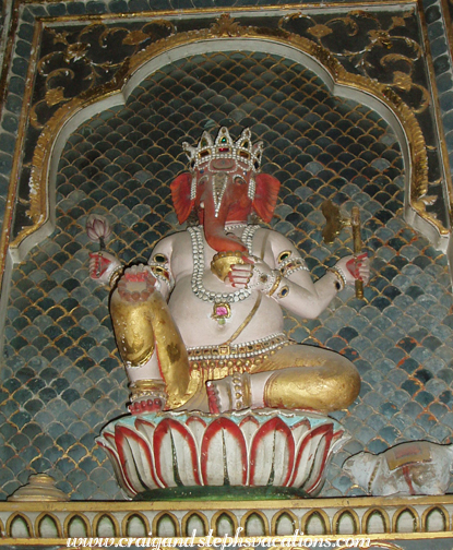 Ganesh sitting in a lotus blossom, Phool Mahal, Junagargh Fort