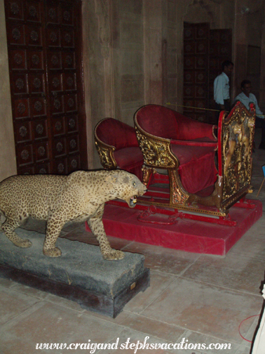 Stuffed leopard, elephant seat