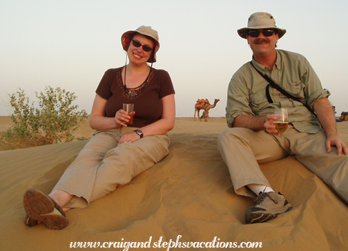 Enjoying a sunset drink in the desert