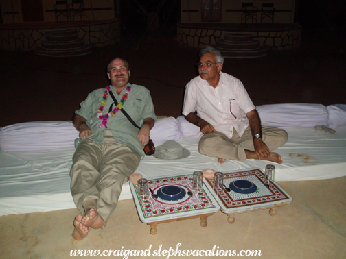 Craig and Mukul recline for the show at Kanoi Dune Resort