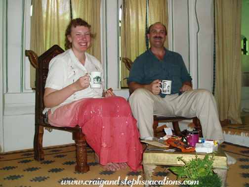 Tea party in our room at Deogarh Mahal