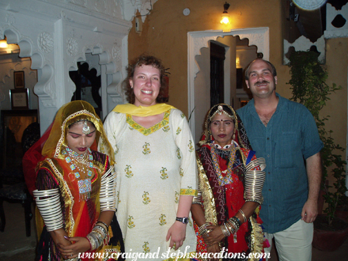 Posing with Rajasthani dancers, Deogarh Mahal