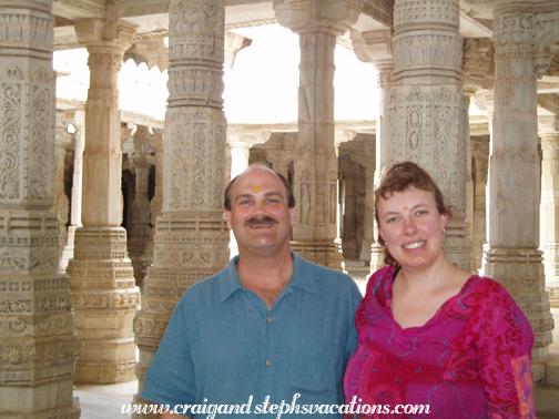 Craig and Steph among the pillars, Shri Ranakpur