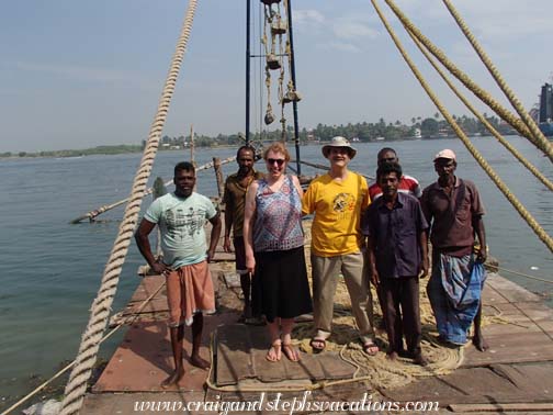 Posing with our fisherman friends after operating their net