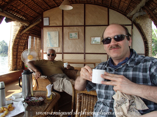 Tea and banana fritters