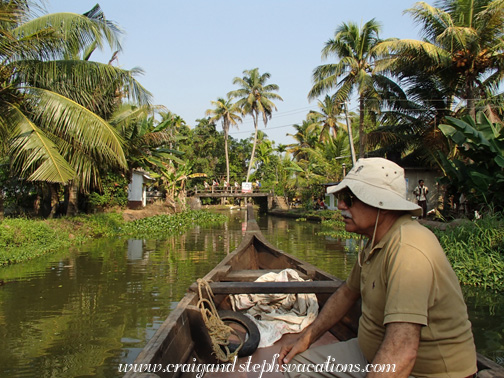 Exploring backwater canals in a motorized canoe