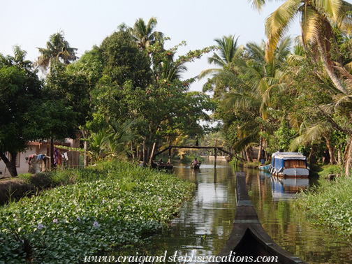 Exploring backwater canals in a motorized canoe