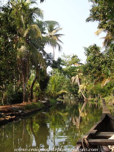 Exploring backwater canals in a motorized canoe