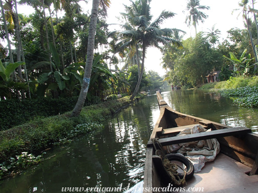 Exploring backwater canals in a motorized canoe