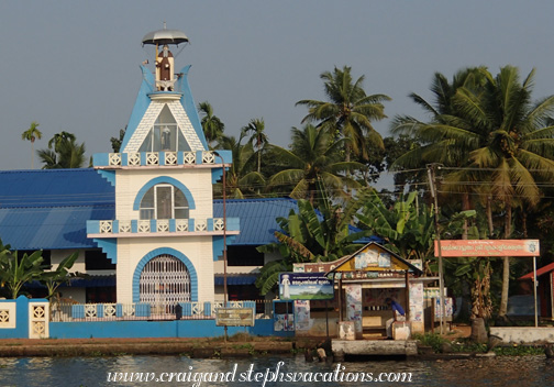 Viewing canal-side churches from the houseboat