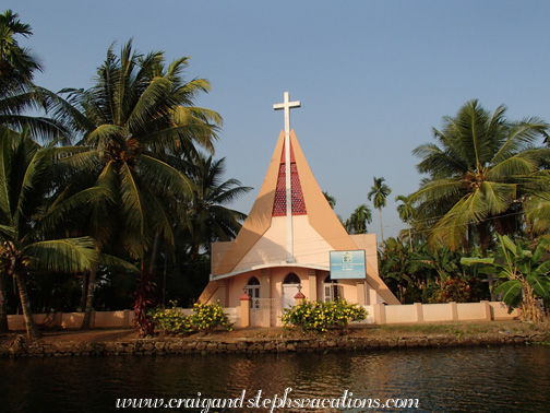 Viewing canal-side churches from the houseboat