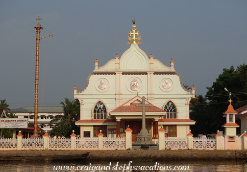 Viewing canal-side churches from the houseboat