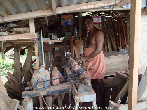 Carpenter at his lathe, Moncompu