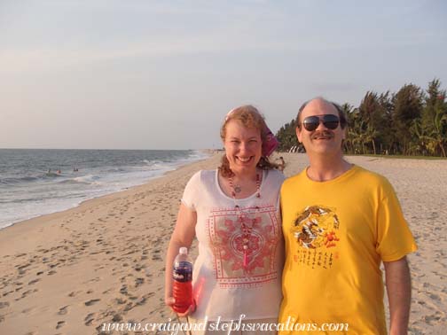 Steph and Craig on the beach at sunset